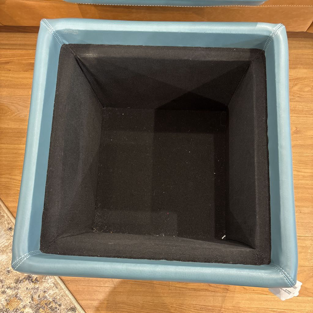 Crate & Barrel Small Blue Storage Ottoman U OTTOMANS
