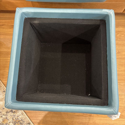 Crate & Barrel Small Blue Storage Ottoman U OTTOMANS