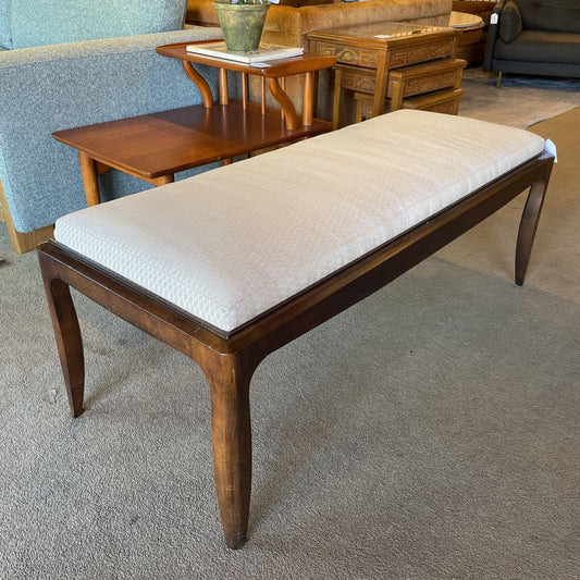 Fabric Top Wood Frame Padded Bench