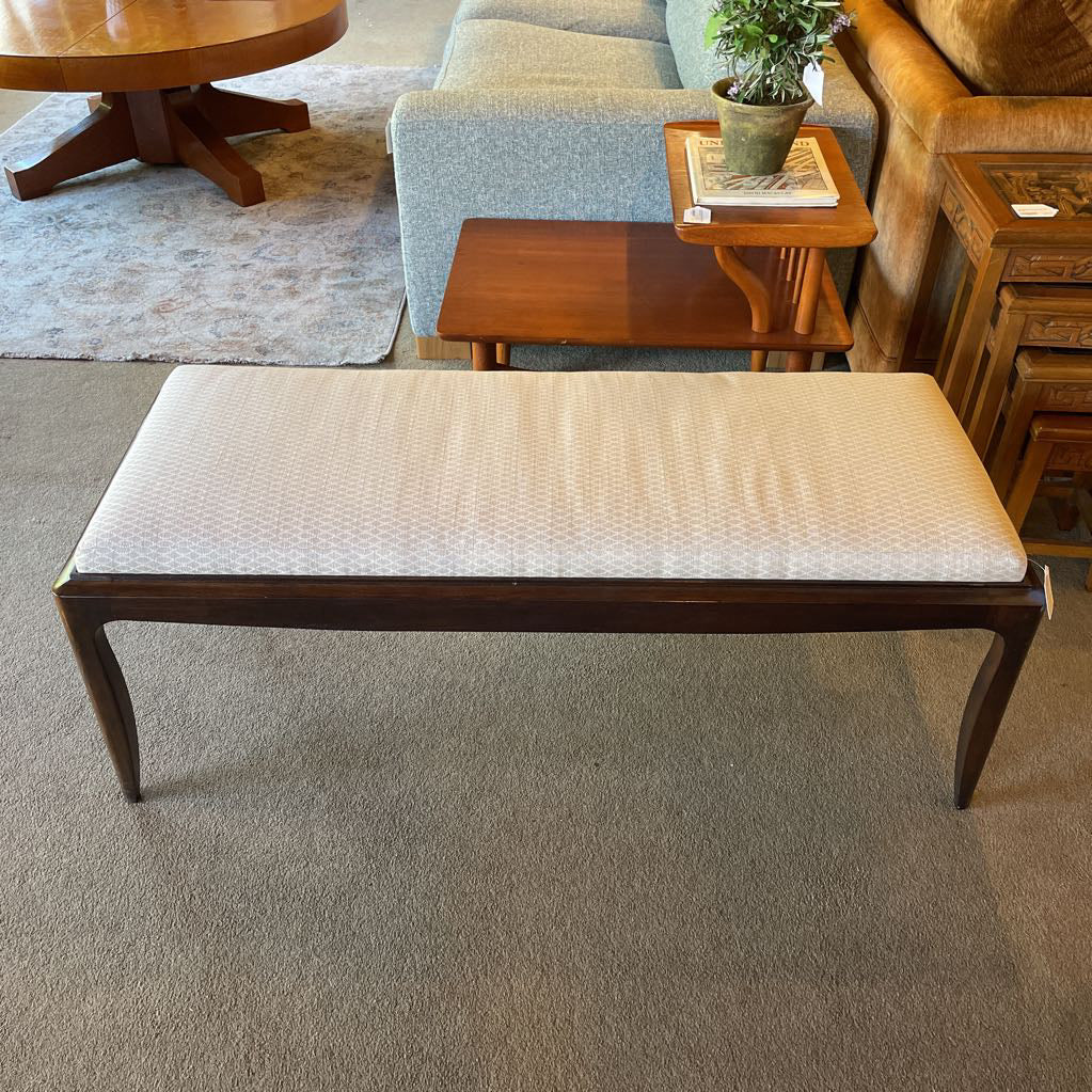Fabric Top Wood Frame Padded Bench