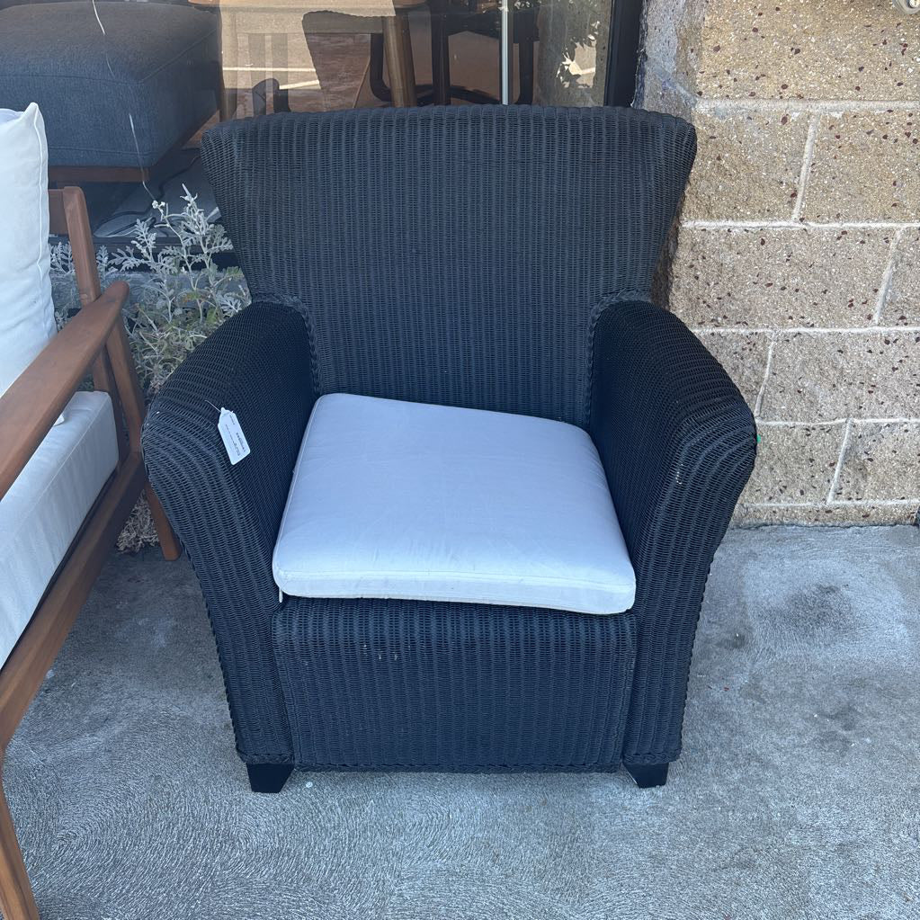 Black Outdoor Chair w/ White Cushion