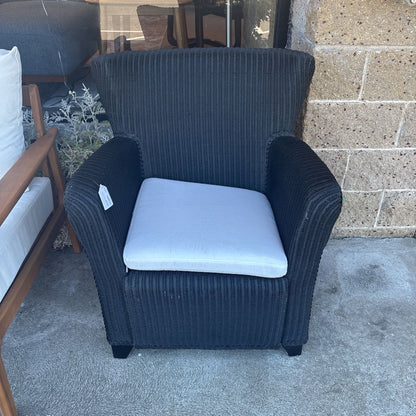 Black Outdoor Chair w/ White Cushion