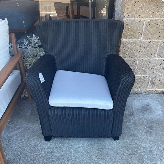 Black Outdoor Chair w/ White Cushion