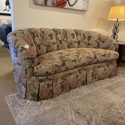 Tan Floral Channel Back Cozy Sofa