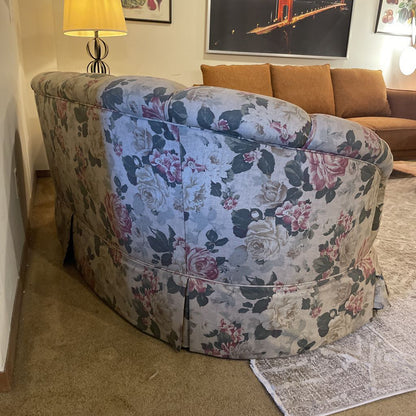 Tan Floral Channel Back Cozy Sofa