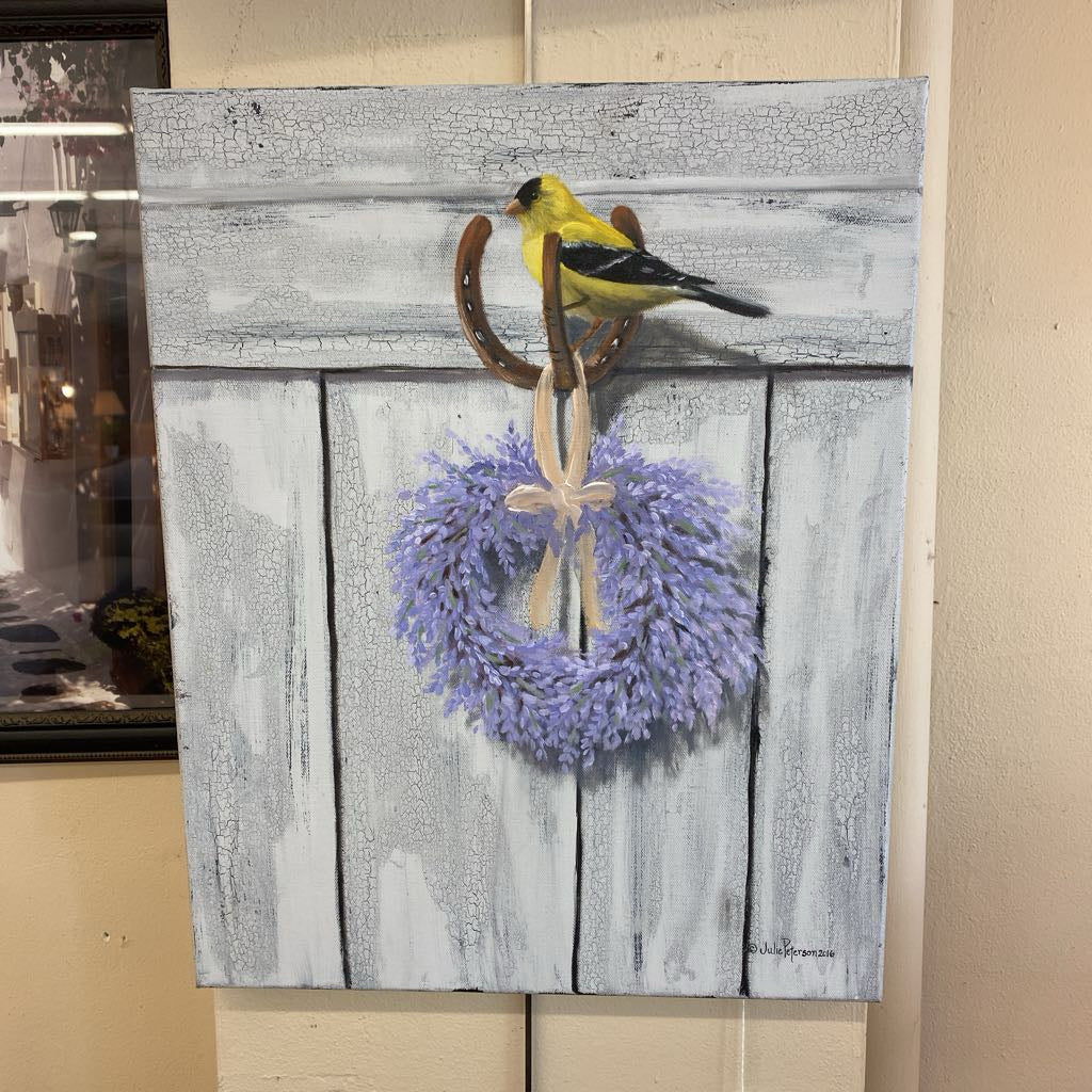 JULIE PETERSON GOLDFINCH & LAVENDER Original Art