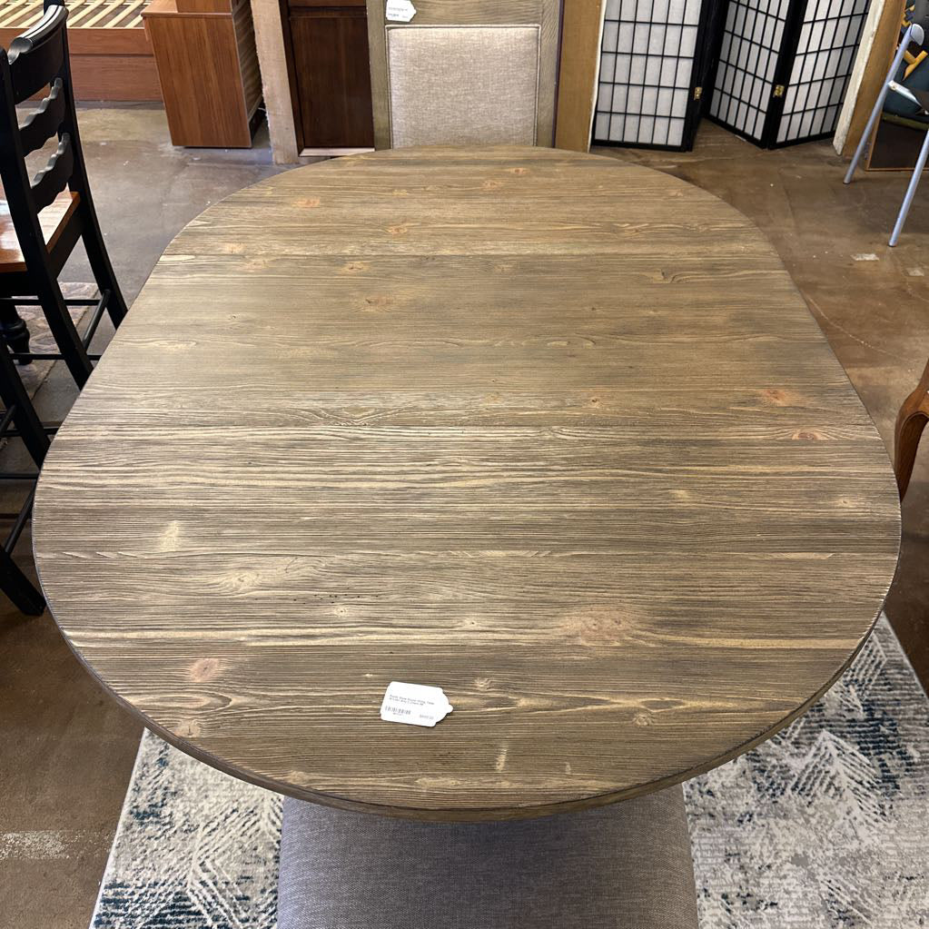 Rustic Style Round Dining Table W/Leaf And 2 Chairs