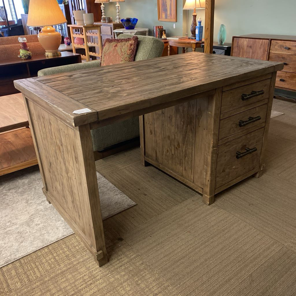 Rustic Style Three Drawer Desk (AS IS)