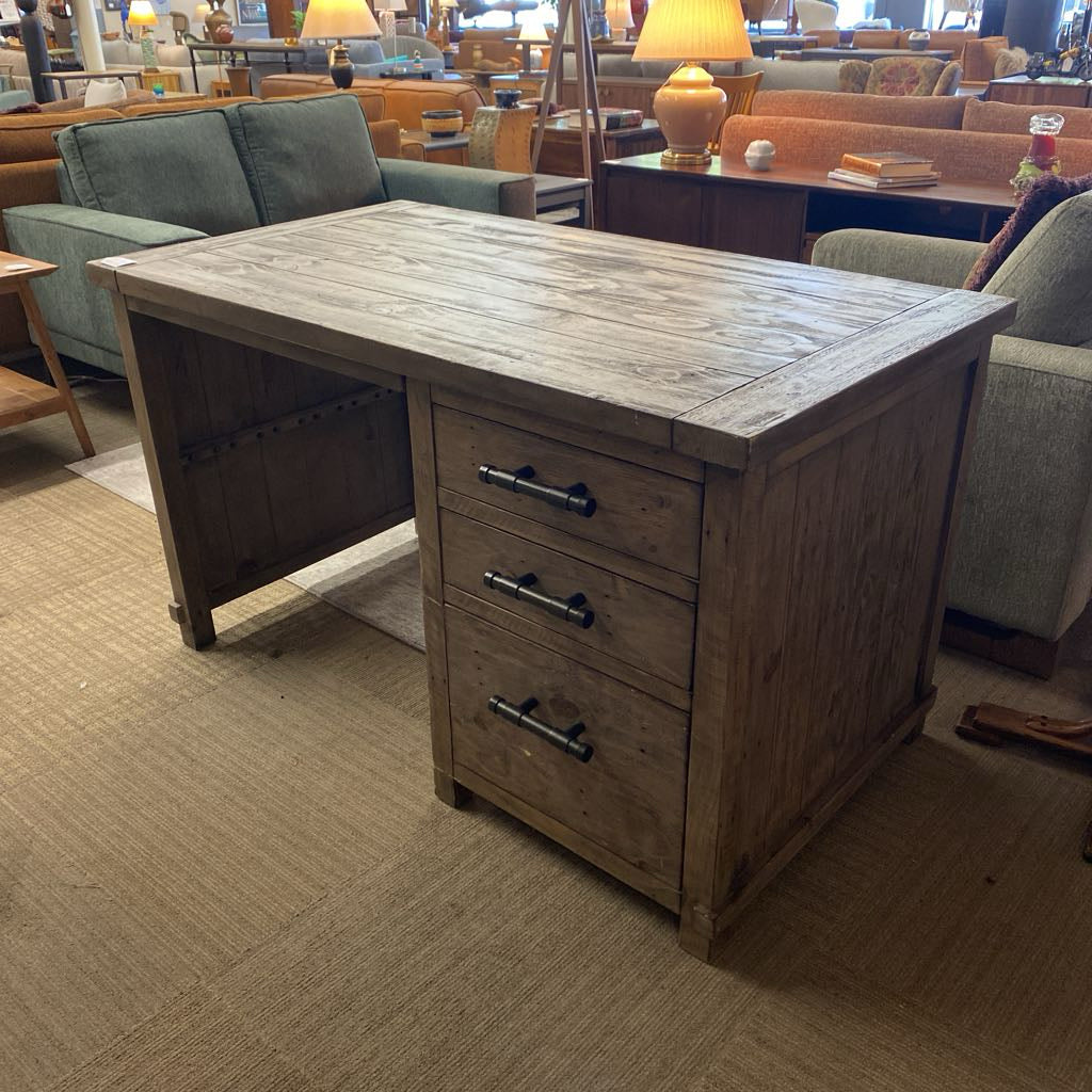 Rustic Style Three Drawer Desk (AS IS)