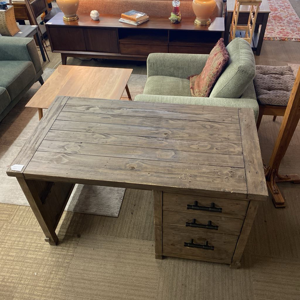 Rustic Style Three Drawer Desk (AS IS)
