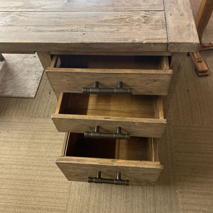 Rustic Style Three Drawer Desk (AS IS)