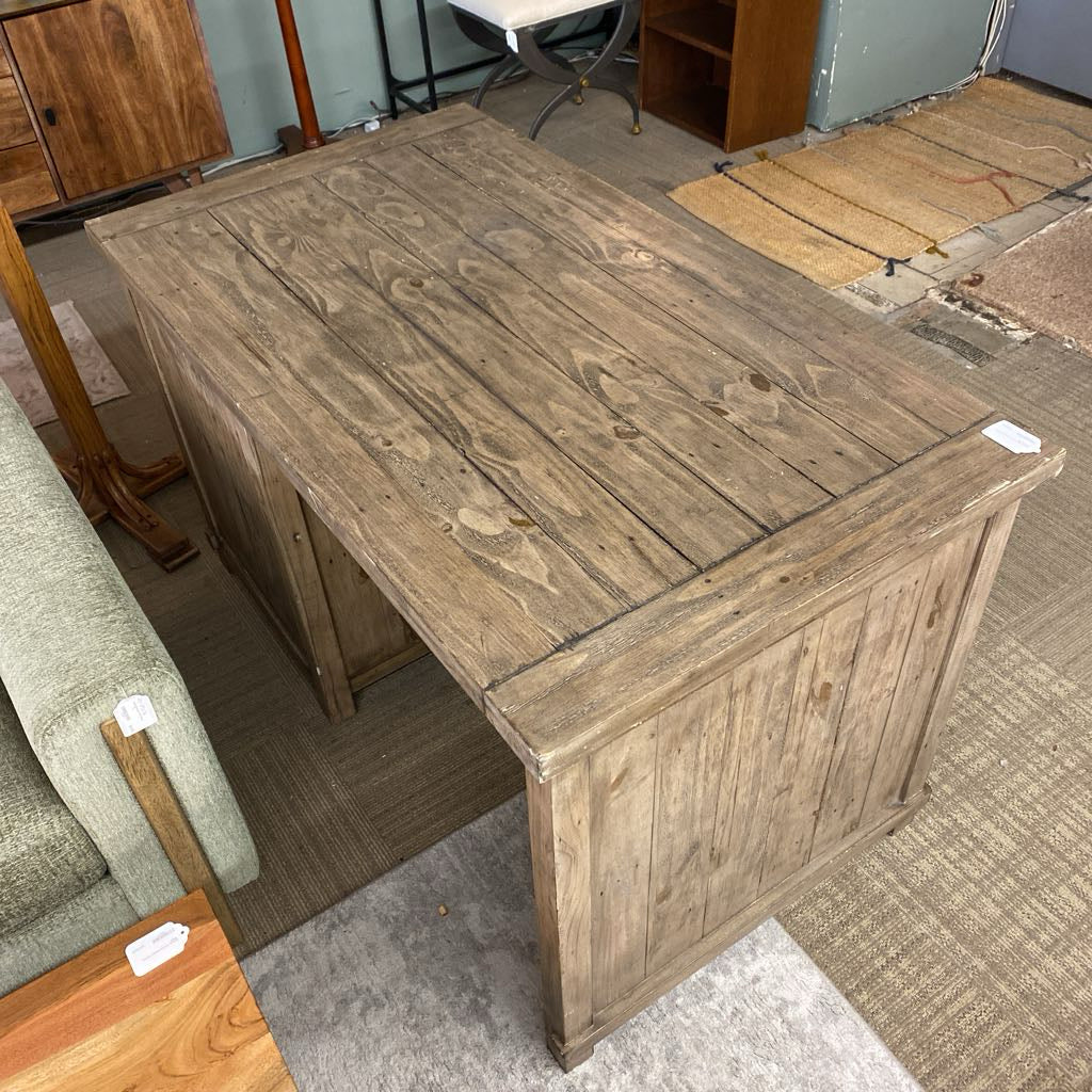 Rustic Style Three Drawer Desk (AS IS)