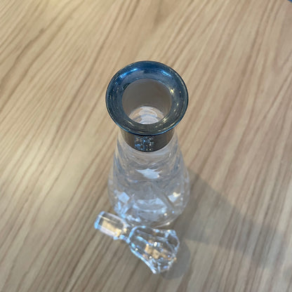 Tall Etched Grapes Decanter with Metal Band Detail