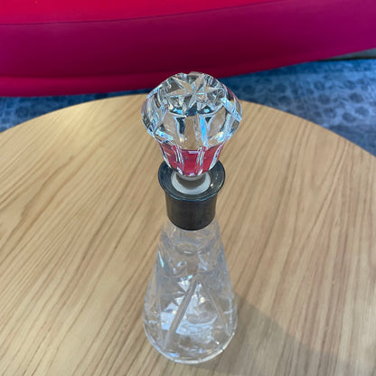 Tall Etched Grapes Decanter with Metal Band Detail