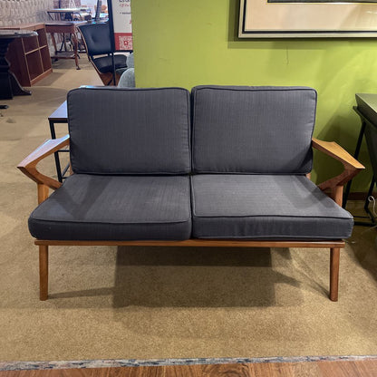MC Style Wood Frame Charcoal Fabric Loveseat