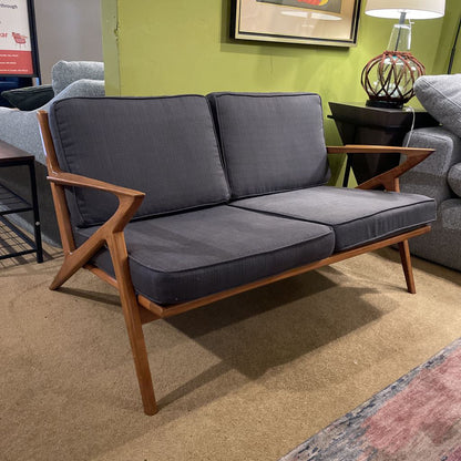 MC Style Wood Frame Charcoal Fabric Loveseat