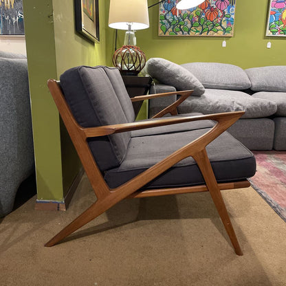 MC Style Wood Frame Charcoal Fabric Loveseat