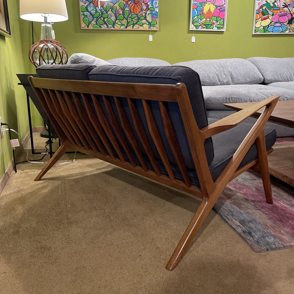 MC Style Wood Frame Charcoal Fabric Loveseat