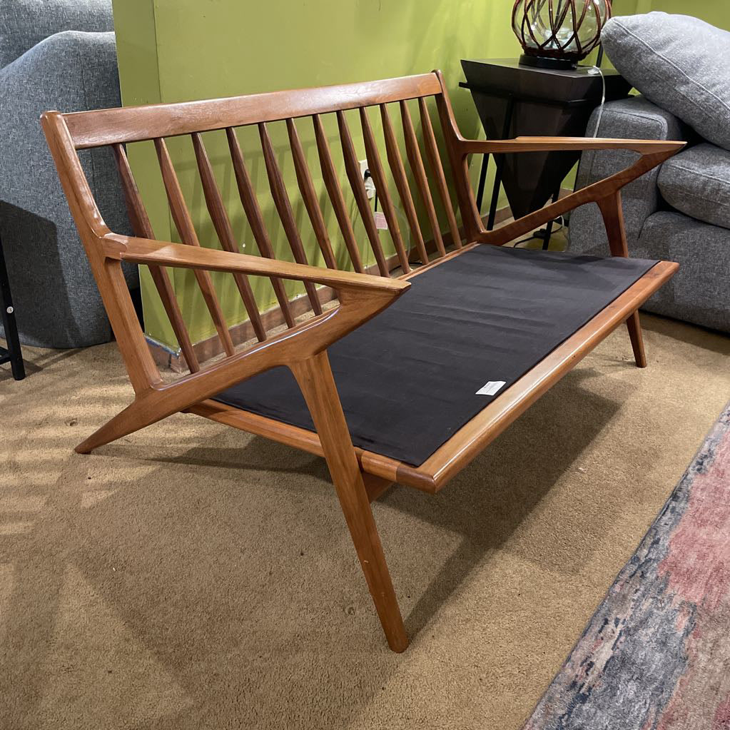 MC Style Wood Frame Charcoal Fabric Loveseat
