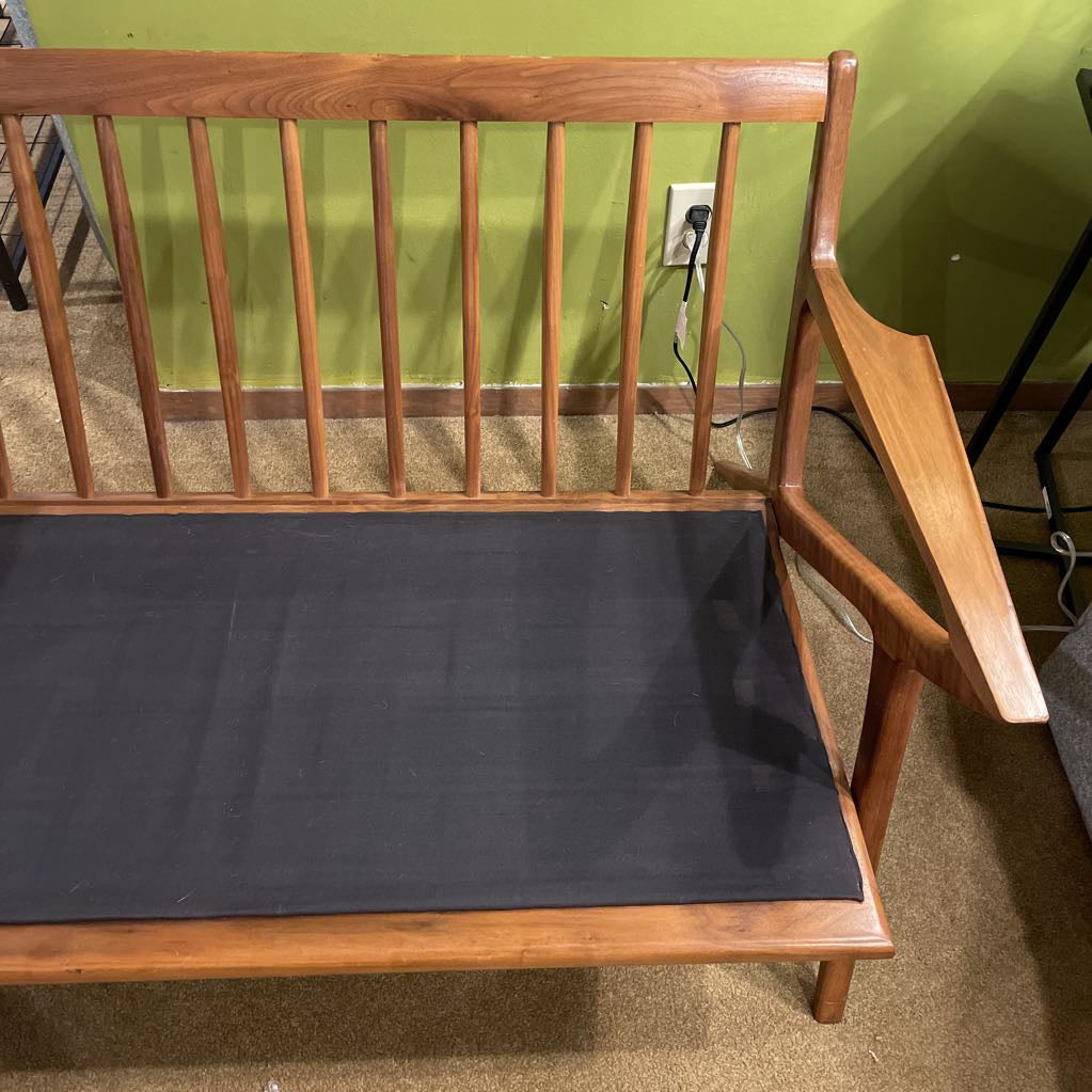 MC Style Wood Frame Charcoal Fabric Loveseat