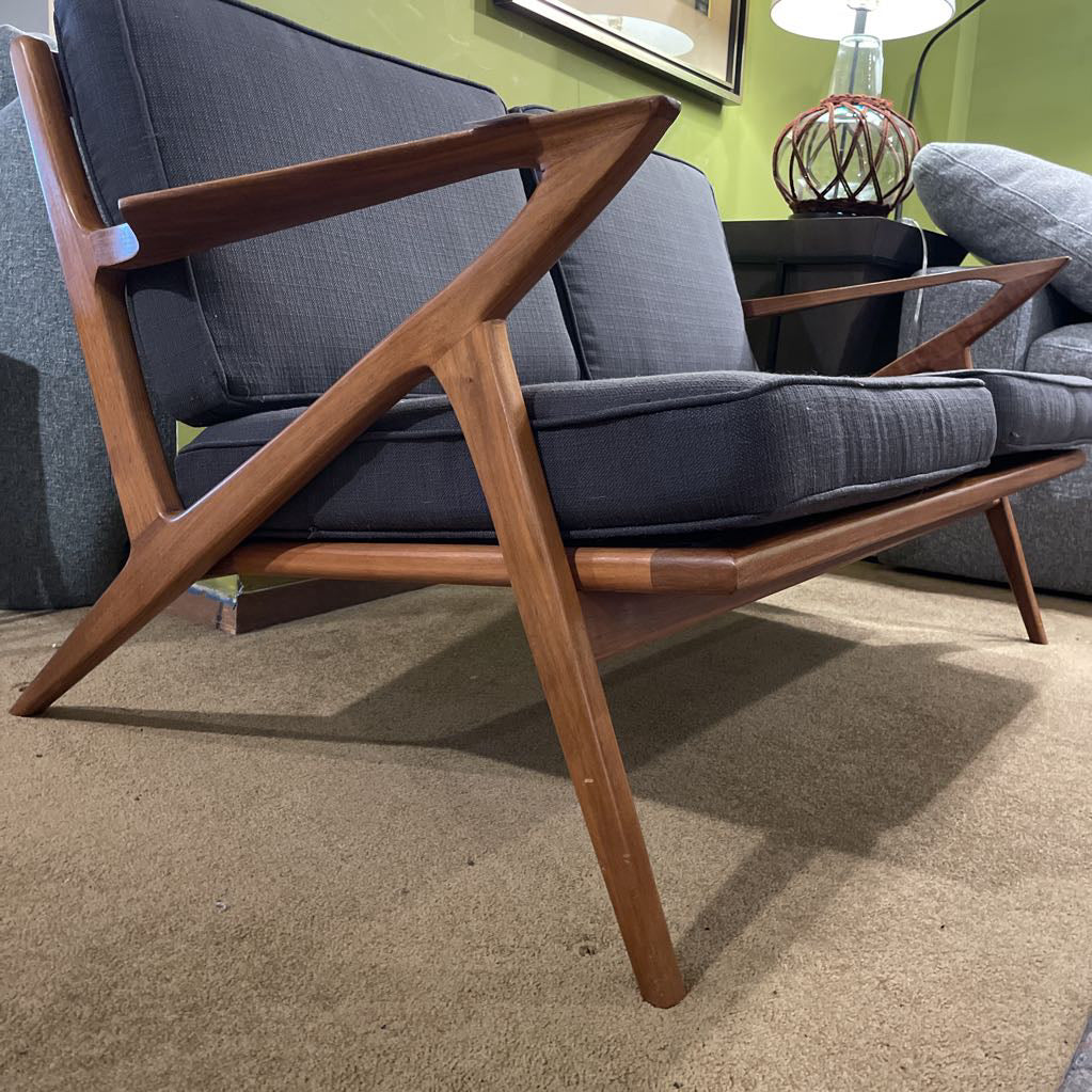 MC Style Wood Frame Charcoal Fabric Loveseat