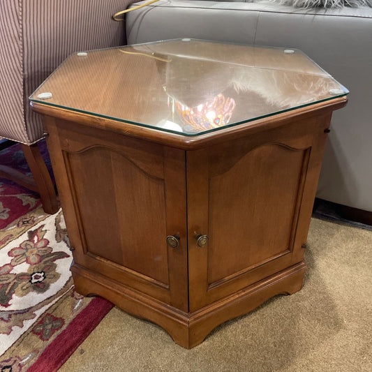 MC 6-Sided End Table with Glass Top C SIDE TABLES