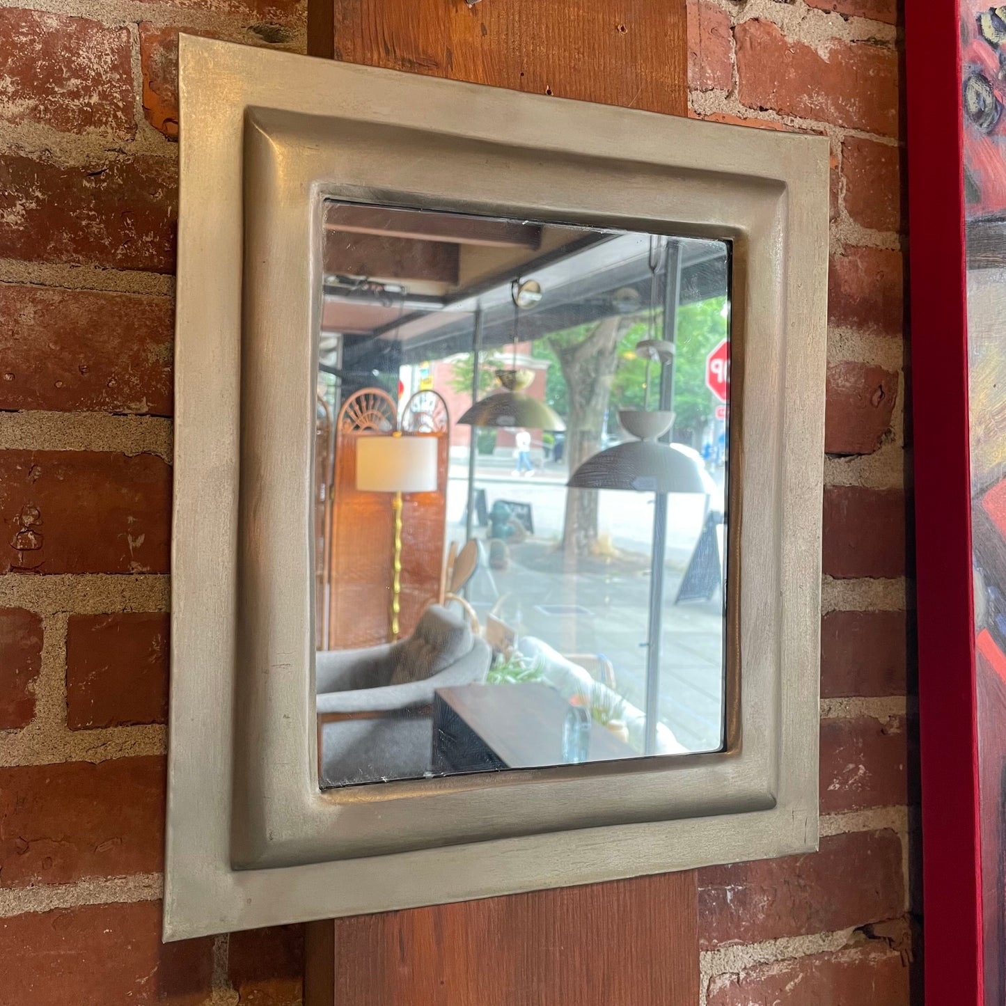 Grey Matte Metal Frame Small Mirror