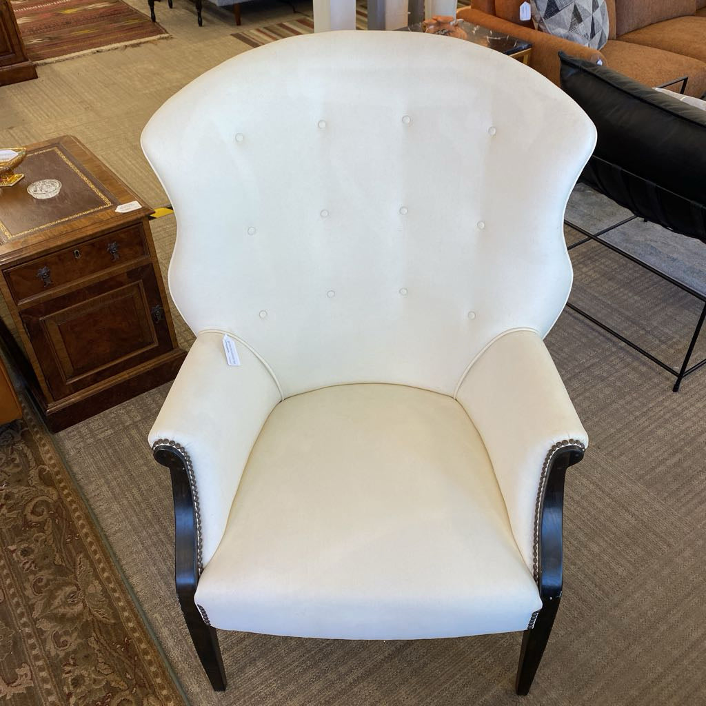 RESTORATION HARDWARE White Wing Back Nail Head Accent Chair
