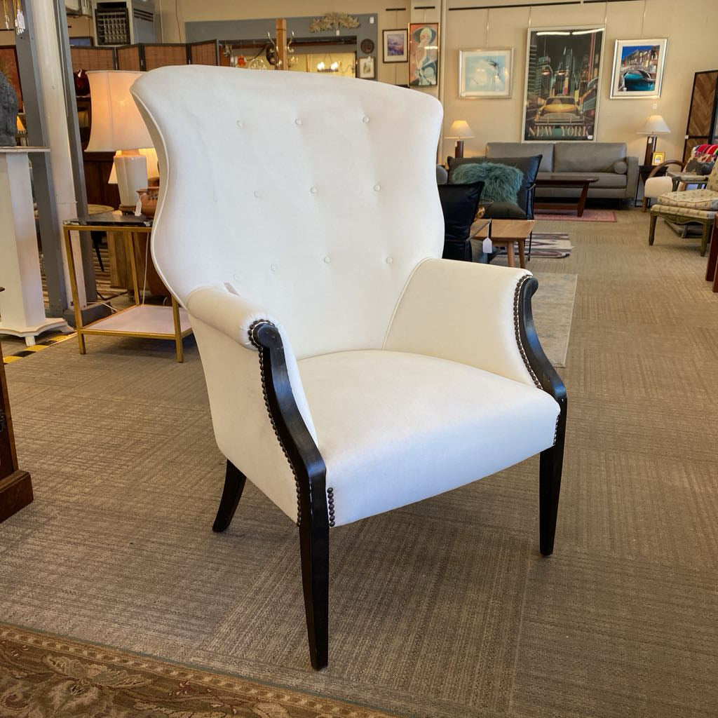 RESTORATION HARDWARE White Wing Back Nail Head Accent Chair