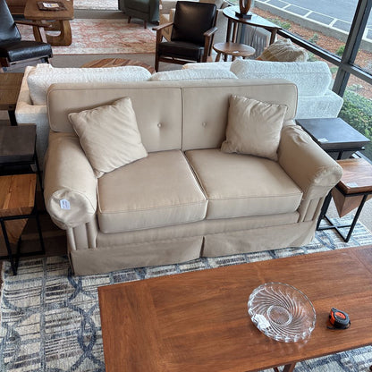 Traditional Style Cream 2 Seat Rolled Arm Loveseat