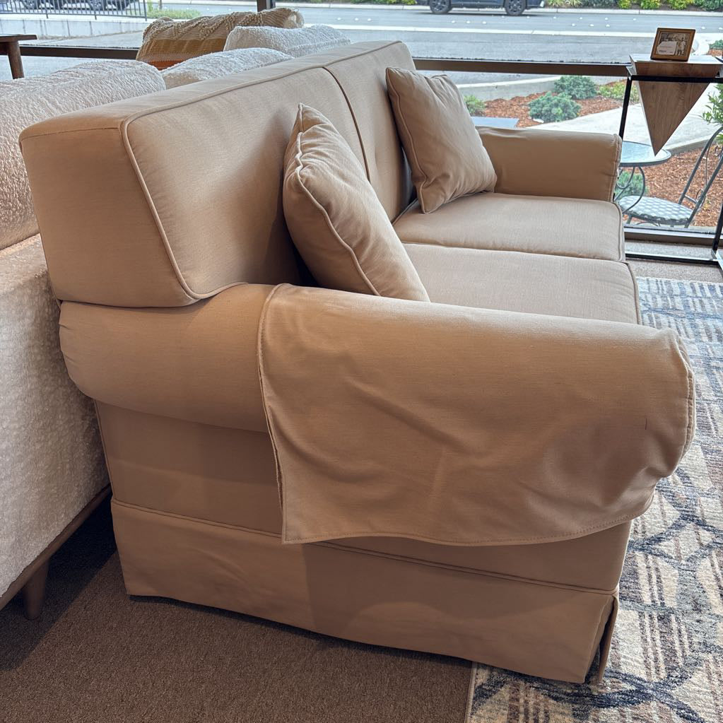 Traditional Style Cream 2 Seat Rolled Arm Loveseat