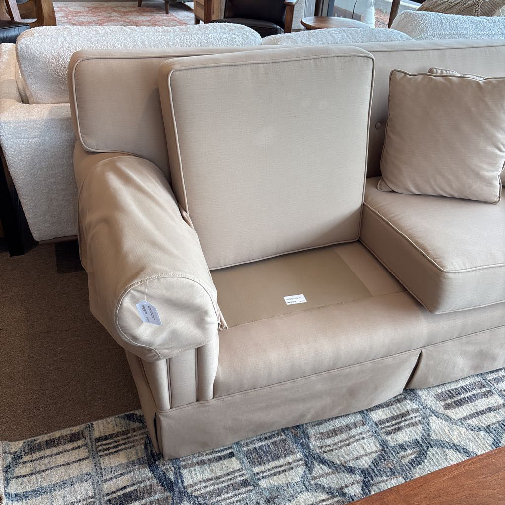 Traditional Style Cream 2 Seat Rolled Arm Loveseat