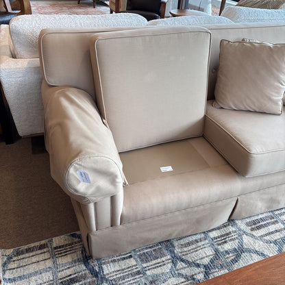 Traditional Style Cream 2 Seat Rolled Arm Loveseat