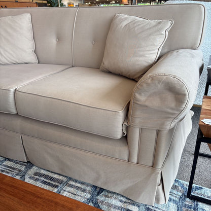 Traditional Style Cream 2 Seat Rolled Arm Loveseat