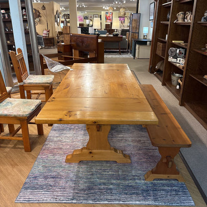 Amish Heritage Pine Expanding Dining Table w/ 2 Leafs, Dining Chair (SET OF 4), & Bench