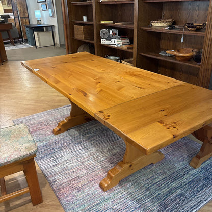 Amish Heritage Pine Expanding Dining Table w/ 2 Leafs, Dining Chair (SET OF 4), & Bench