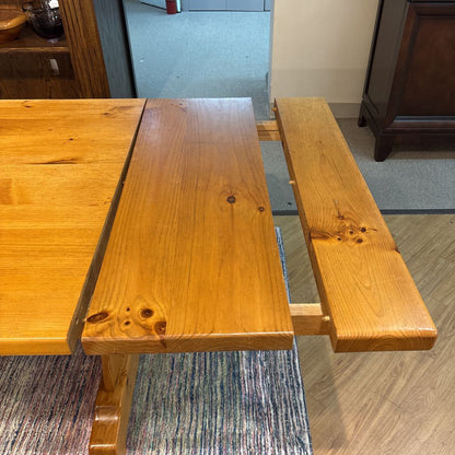 Amish Heritage Pine Expanding Dining Table w/ 2 Leafs, Dining Chair (SET OF 4), & Bench