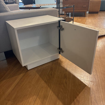 White w/ Black Stripe Modern Storage Side Table C SIDE TABLES