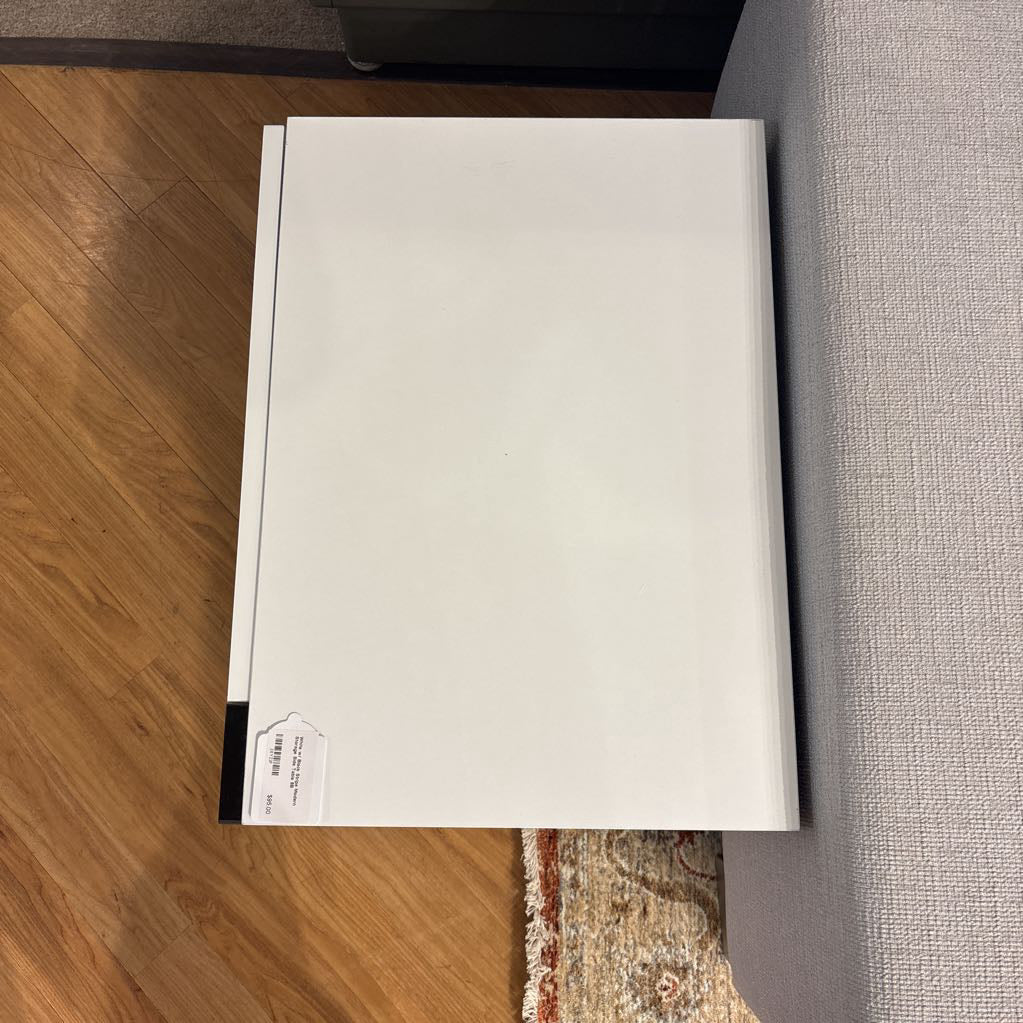 White w/ Black Stripe Modern Storage Side Table C SIDE TABLES
