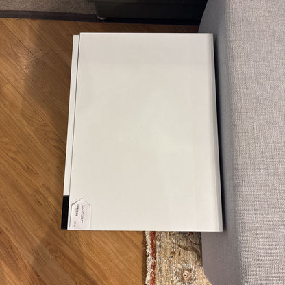 White w/ Black Stripe Modern Storage Side Table C SIDE TABLES