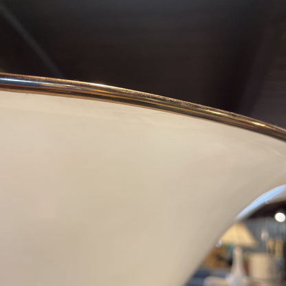 Brass Finish 80s Torch Floor Lamp w Flared White Shade