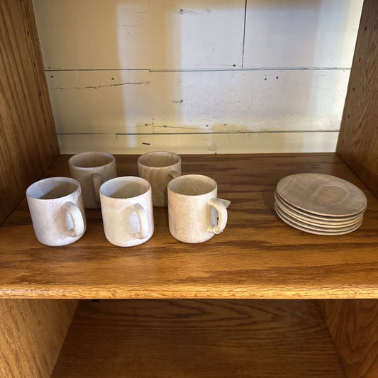 Set of 5 Carved Stone Kisii Mugs SMALLS