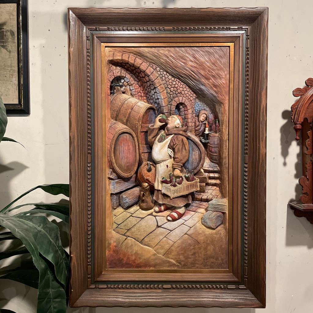 3D Relief Inebraited Monk Wood Art