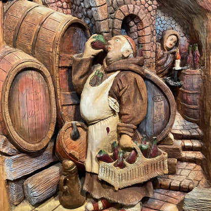 3D Relief Inebraited Monk Wood Art