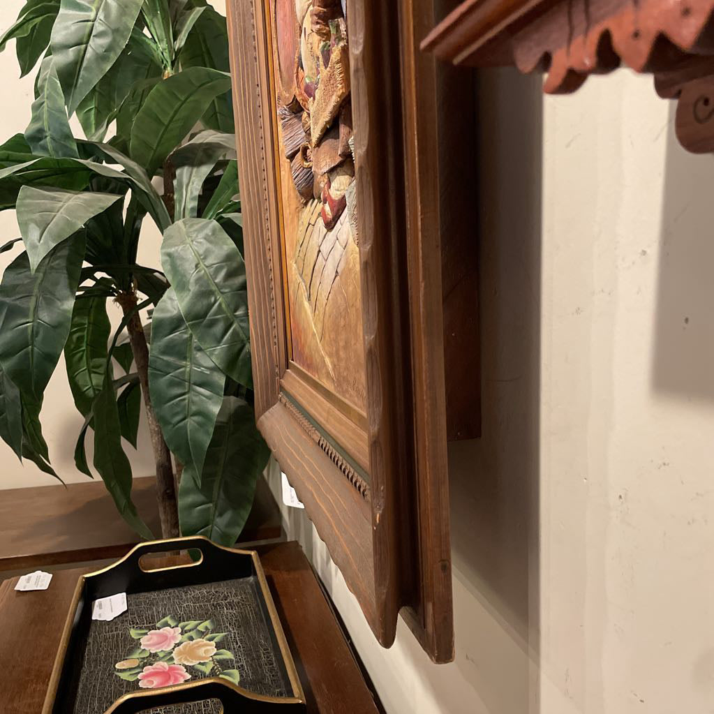 3D Relief Inebraited Monk Wood Art