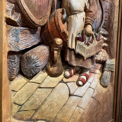 3D Relief Inebraited Monk Wood Art