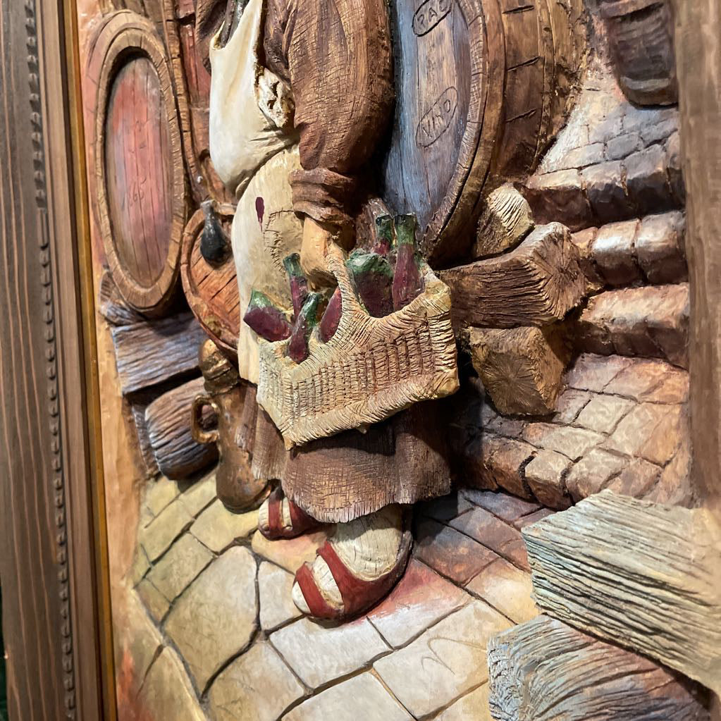 3D Relief Inebraited Monk Wood Art