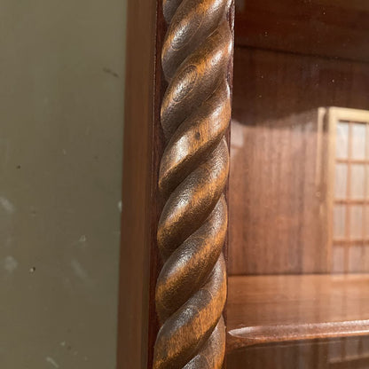 Vintage carved Wood Wall Mounted Shelf with Glass Door