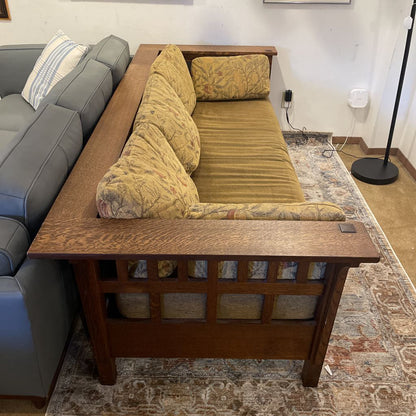 Mission Style Oak Sofa with Fruit Pillows