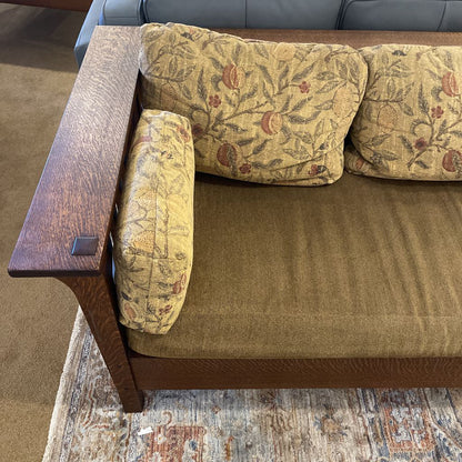 Mission Style Oak Sofa with Fruit Pillows